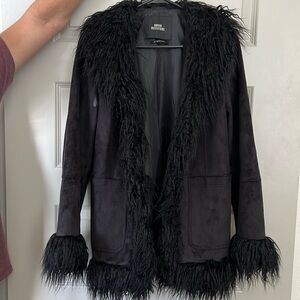 Urban Outfitters faux suede fur trim jacket